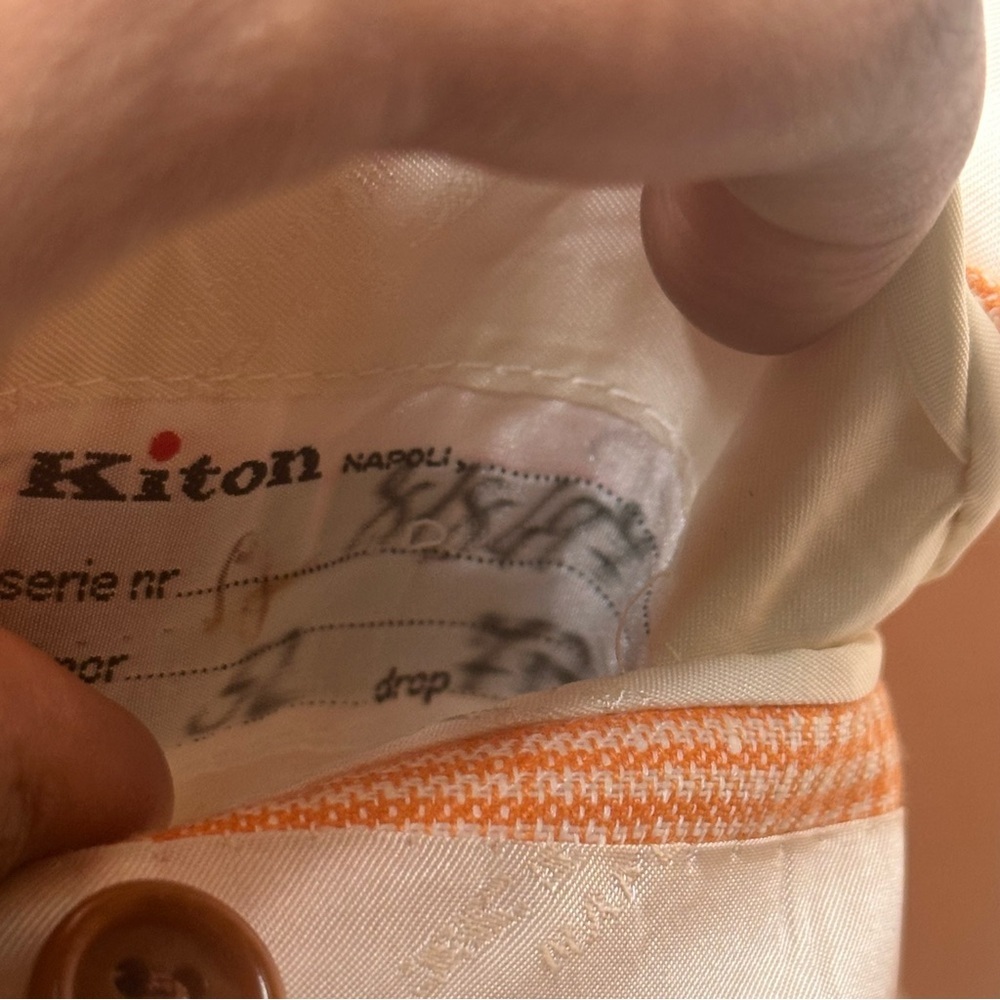 Kiton Napoli U818697 Orange Plaid Linen Cashmere Blazer Sport Coat EU 52/ US 42R - Picture 12 of 16